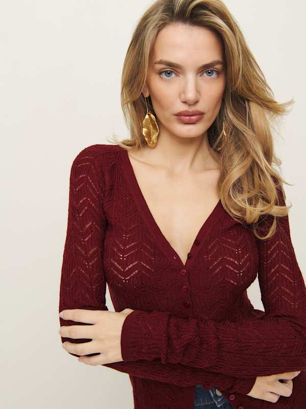 Sutton Regenerative Merino Open Knit Sweater - Chianti